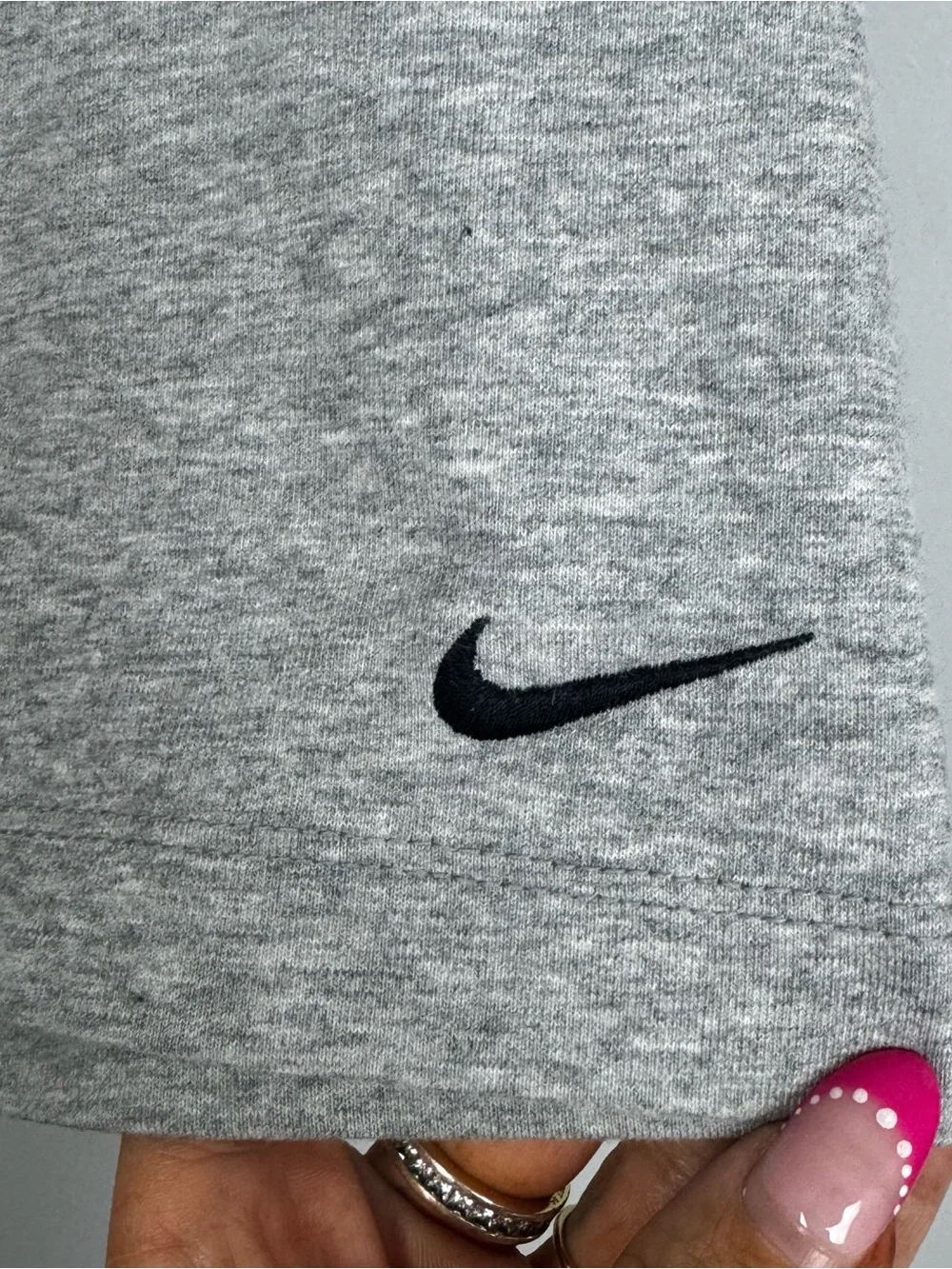 NIKE | Light Gray High-Waist Cotton Biker Shorts Embroidered Logo Women’s Size L
